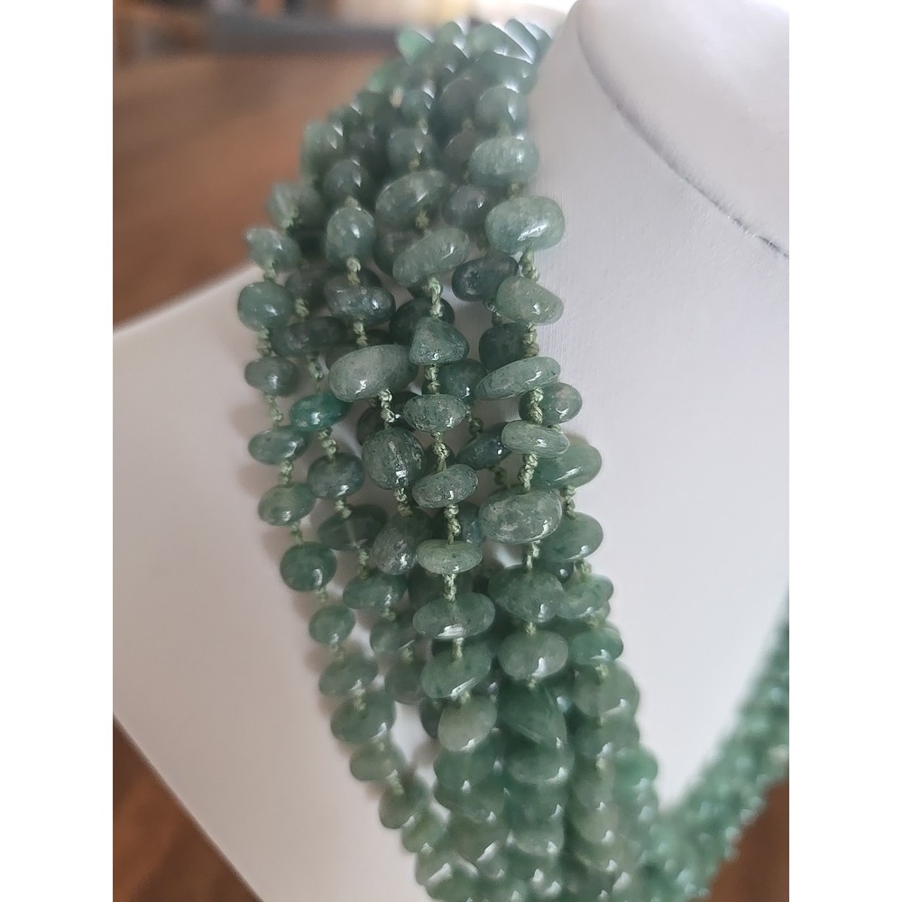 Vintage Jadeite 8 Strand Necklace Hand Knotted Silk String Toggle Clasp Rare - Picture 5 of 13